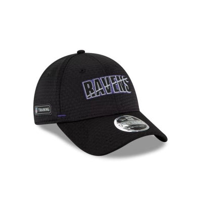 Black Baltimore Ravens Hat - New Era NFL Official Summer Sideline Stretch Snap 9FORTY Snapback Caps USA2670591